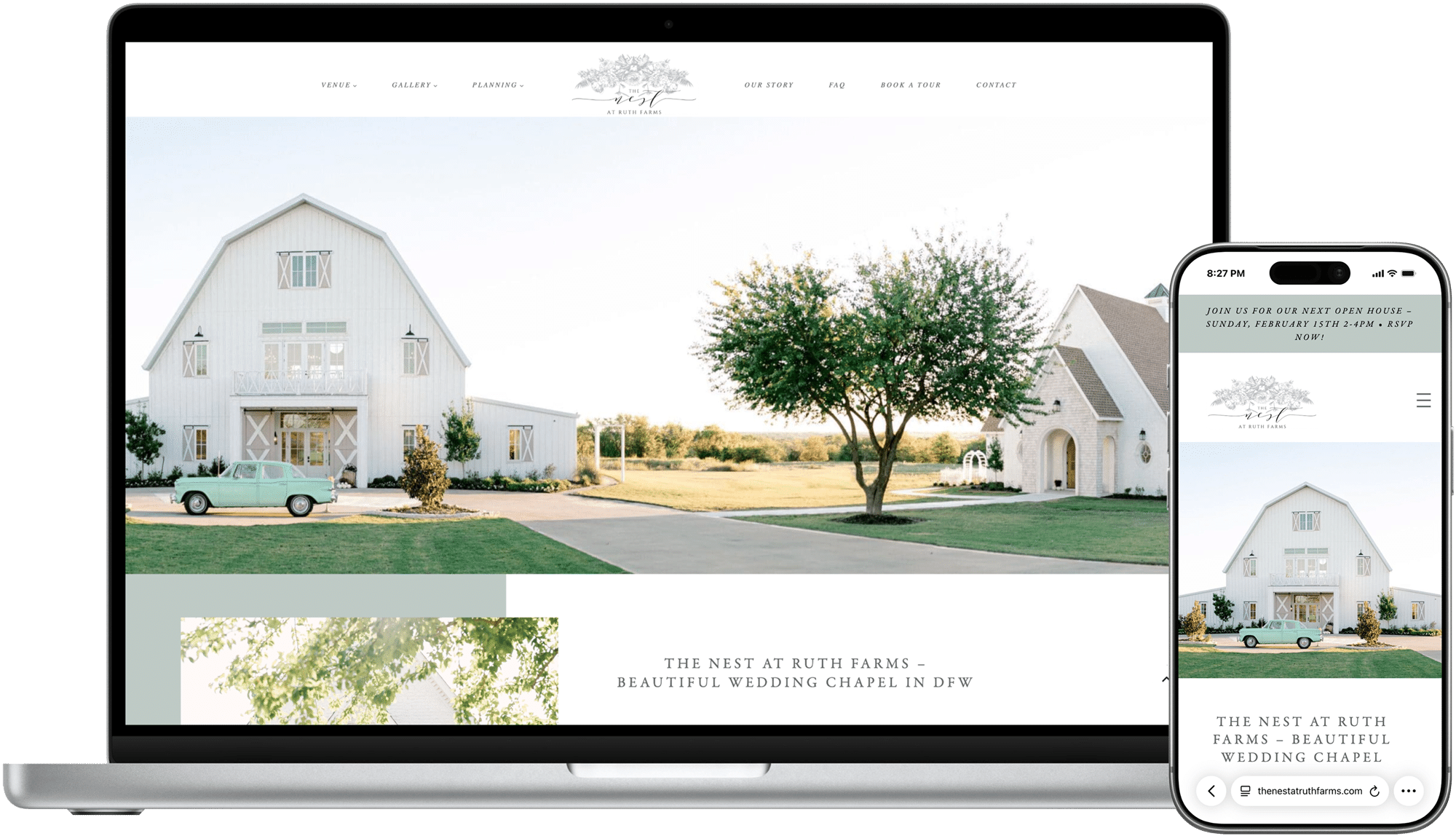 The Nest at Ruth Farms website design